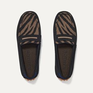 Rothy’s The Driver Mules / Loafers in Black / Dark Zebra